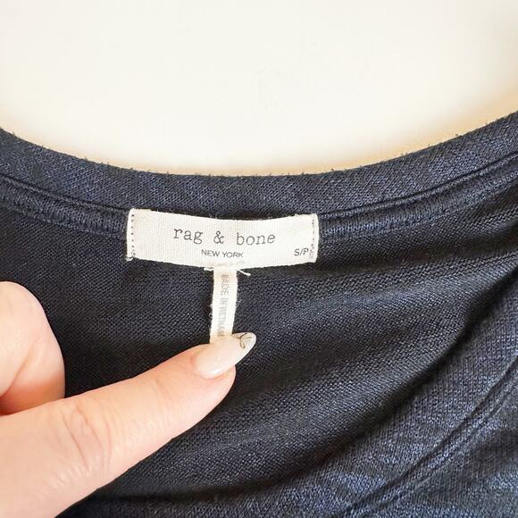 Rag & Bone Jean Hudson Long Sleeve Tee Heathered Navy Black Knit Small - Picture 6 of 9